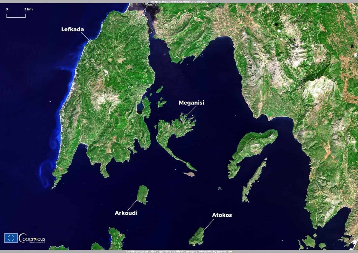 Copernicus: H Λευκάδα και το Εσωτερικό Αρχιπέλαγος του Ιονίου από το διάστημα
