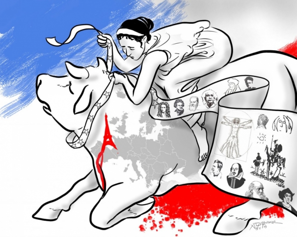 Ένα σκίτσο του Αγρινιώτη Χρήστου Παπανίκου για την επίθεση στον πολιτισμό